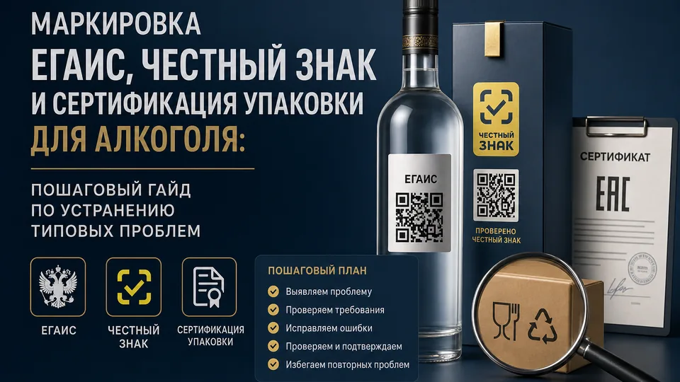 Маркировка ЕГАИС, Честный знак и сертификация упаковки для алкоголя: пошаговый гайд по устранению типовых проблем
