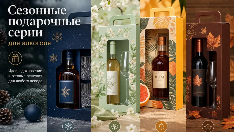 Сезонные подарочные серии для алкоголя: как не прогадать с упаковкой к Новому году и 8 марта